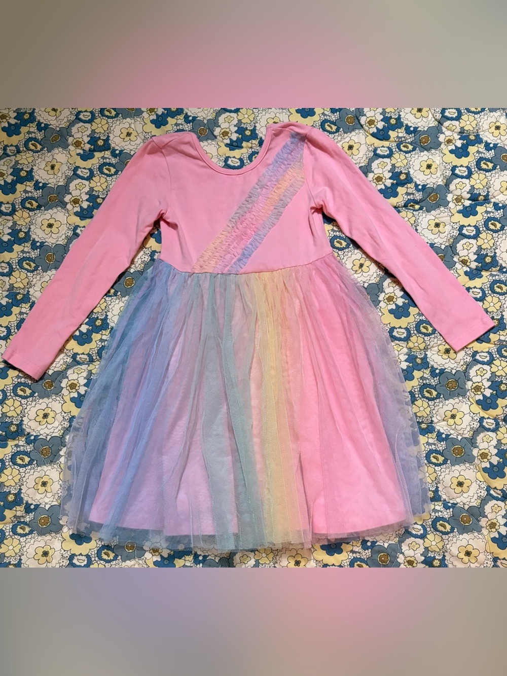 Little Grey girls size 6 year pink rainbow tulle dress